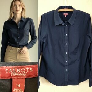 Talbots - Black Button Down Shirt - Wrinkle Resistant - Sz 14